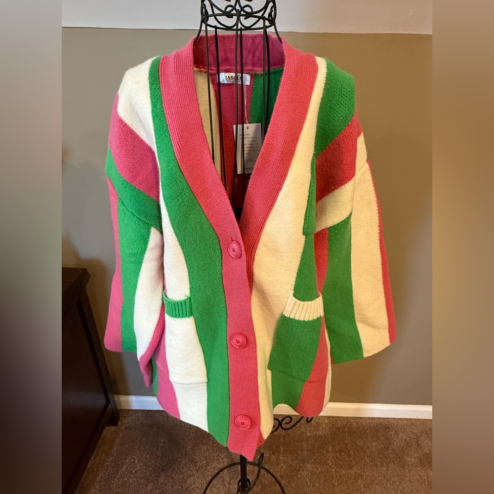 Colorful Striped Women's Cardigan Sweater